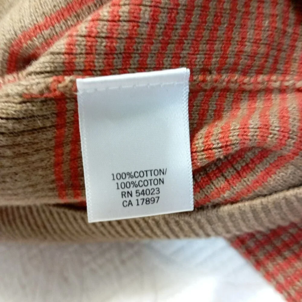 Banana Republic Sweater Mens Striped L Brown & Red 100% Cotton Crewneck